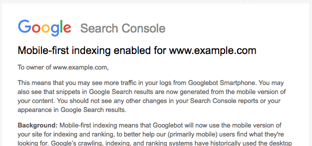 Mobile First Indexing
